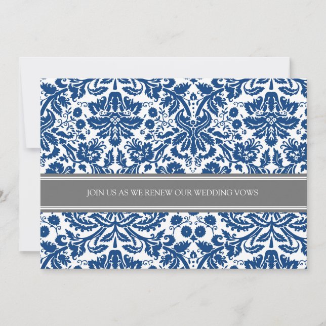 Grey Blue Wedding Vow Renewal Invitation (Front)
