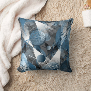 Grey, blue, white abstract pattern. cushion