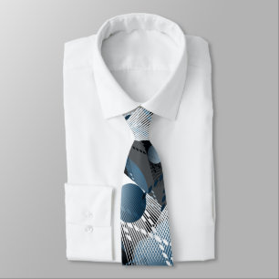 Grey, blue, white abstract pattern. tie