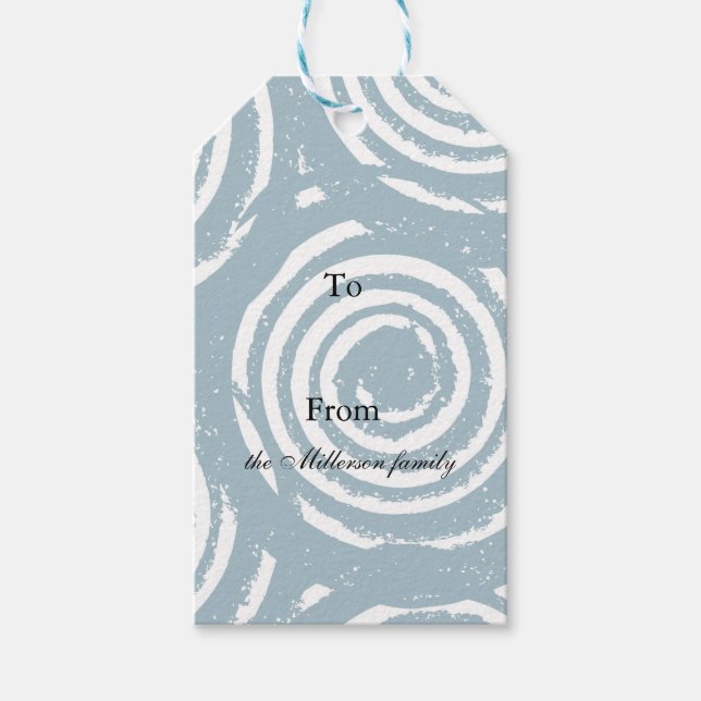 Grey Blue White Circles Gift Tags (Front)