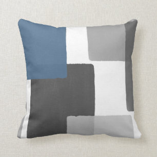Grey Blue White Geometric Modern Minimalist Cushion