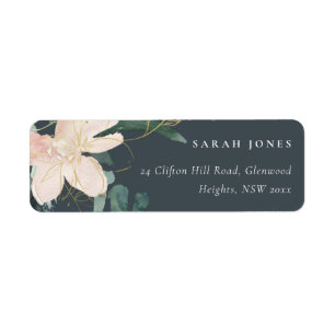 GREY BLUSH GOLD FLORAL BUNCH WATERCOLOR ADDRESS