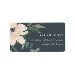 GREY BLUSH GOLD FLORAL BUNCH WATERCOLOR  ADDRESS LABEL