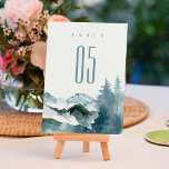 Grey Blush Green Blue Mountains Pine Wedding Table Number<br><div class="desc">If you need any further customisation please feel free to message me on yellowfebstudio@gmail.com.</div>