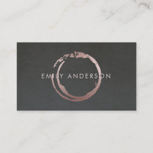GREY BLUSH PINK BRUSH STROKE CIRCLE MARK LOGO BUSINESS CARD