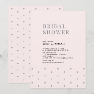 Grey & Blush Pink   Chic Modern Bridal Shower Invitation