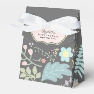 Grey Blush Pink Modern Floral Bridal Shower Favour Box