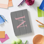 Grey Blush Pink Monogram Feminine Elegant Script iPad Air Cover<br><div class="desc">Modern Grey Blush Pink Elegant Feminine Monogram Girly Stylish Script iPad Cover</div>