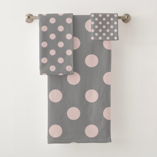 Grey & Blush Pink Polka Dots Dot Modern Bath Towel Set | Zazzle.co.uk