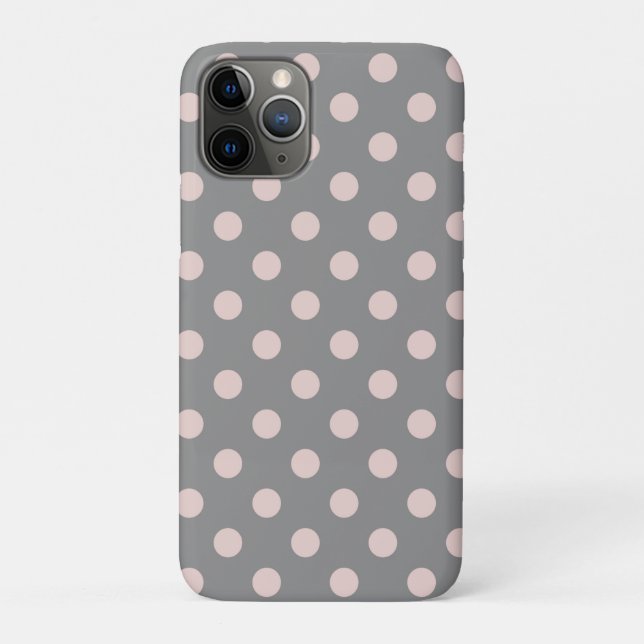 Grey & Blush Pink Polka Dots Dot Modern Case-Mate iPhone Case (Back)