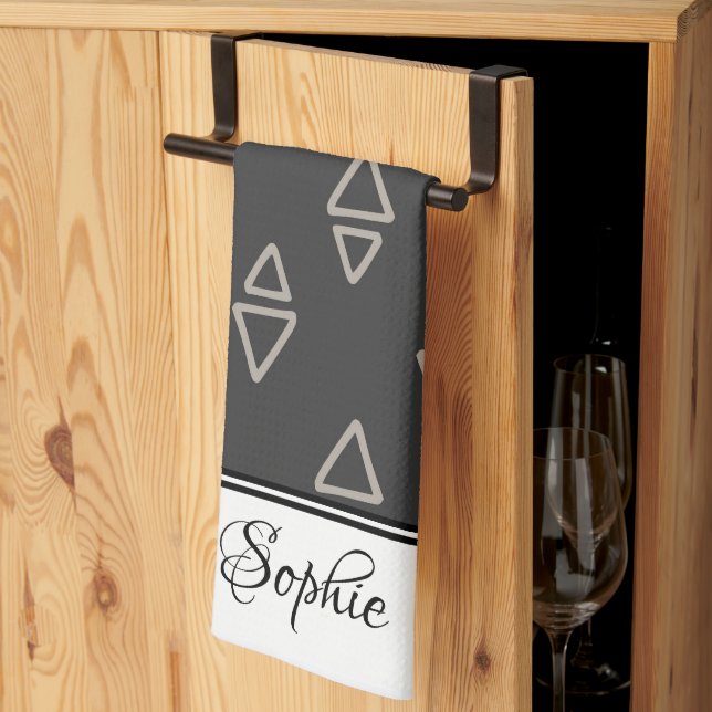 Grey Boho Personalised  Tea Towel (Thirds Fold)