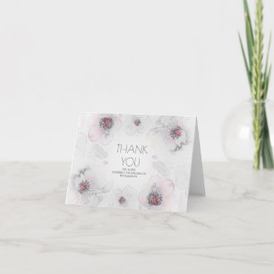 Grey Boho Watercolor Floral Wedding Thank You Card