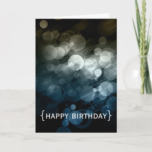 Grey Bokeh Pattern Birthday Greeting Card (Front)