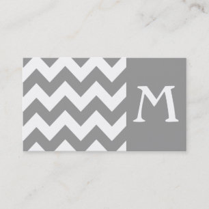 Grey Bold Chevron Monogram Business Card