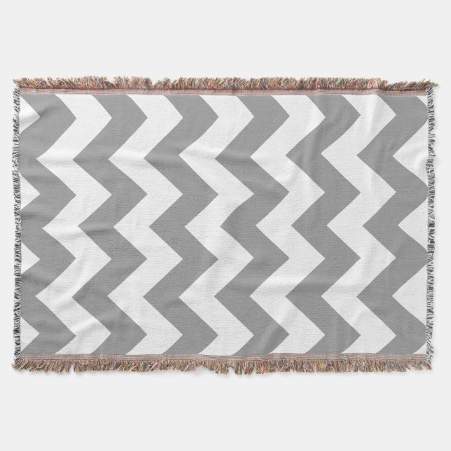 Grey Bold Chevron Throw Blanket (Front)
