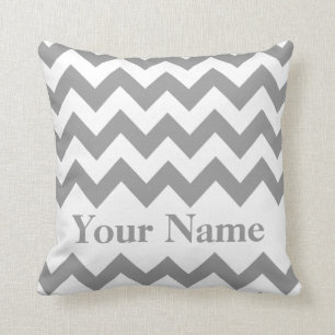 Grey Bold Chevron with monogram Cushion