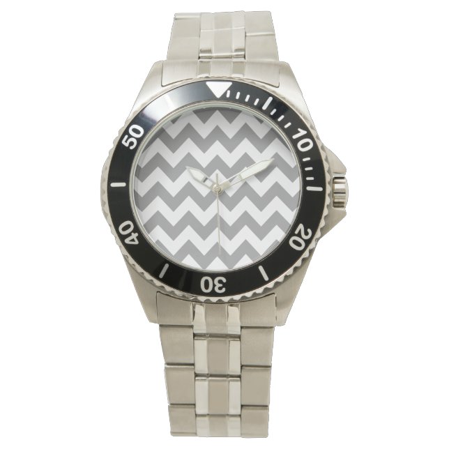 Grey Bold Chevron with monogram Watch (Front)