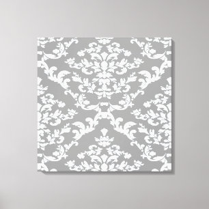 Grey Bold Damask @ Emporiomoffa Canvas Print