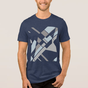 Grey Bold Geometric Diagonal Crisscross MCM Look Tri-Blend Shirt