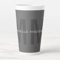 Grey Bold Monogram Modern Minimalist Name Initials