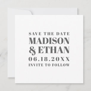 Grey Bold Typography Modern Wedding Save The Date