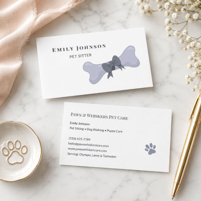 Grey Bone Pet Sitter Business Card (Gray Bone Pet Sitter Business Card
)