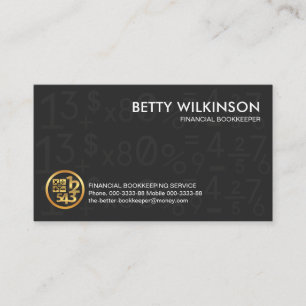 Grey Bookkeeping Number Symbols Business Card