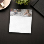 Grey Border 2 Photos Grid Pattern Notepad<br><div class="desc">Grid patterned notepad personalised with two photos framed by a grey border. Personalised notepad with two photo templates,  and a discreet graph paper.</div>