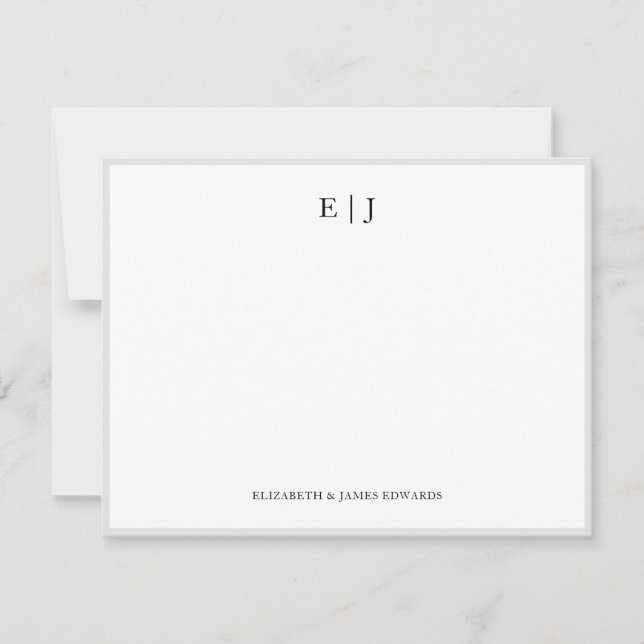 Grey Border Couple Monogram Initials Personalised Card (Front)