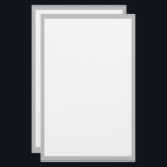 Grey Border Edge Silver Grey White Custom Colour Stationery<br><div class="desc">Printed with grey borders in solid white background. Feel free to customise as you wish by adding your own texts or choose a different background colour!</div>