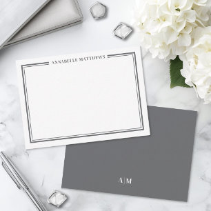 Grey Border Minimalist Name Monogram Card