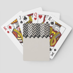 Grey Bordered Herringbone Stripes Pattern Playing Cards