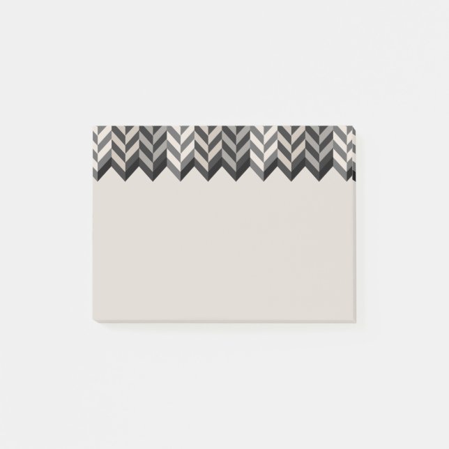 Grey Bordered Herringbone Stripes Pattern Post-it Notes (Front)