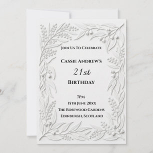 Grey Botanical Milestone Birthday Invitation