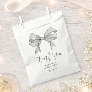 Grey Bow Boy Baby Shower Thank You Favour Bags