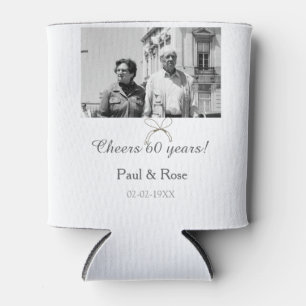 Grey bow cheers to 60 years anniversary wedding  can cooler