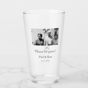 Grey bow cheers to 60 years anniversary wedding glass