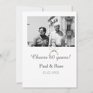 Grey bow cheers to 60 years anniversary wedding invitation