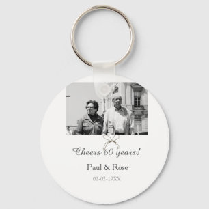 Grey bow cheers to 60 years anniversary wedding  key ring