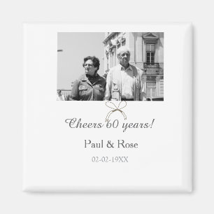 Grey bow cheers to 60 years anniversary wedding  magnet