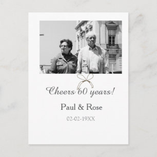 Grey bow cheers to 60 years anniversary wedding  postcard