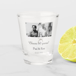 Grey bow cheers to 60 years anniversary wedding  shot glass