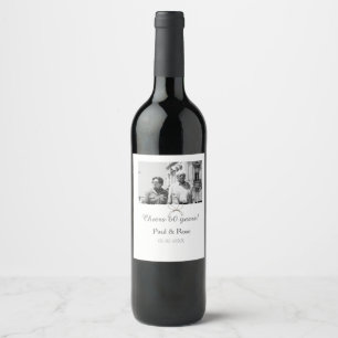 Grey bow cheers to 60 years anniversary wedding  wine label