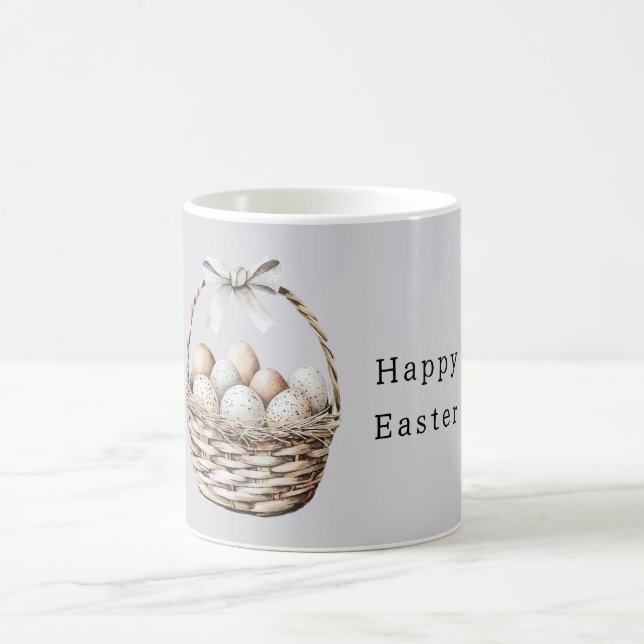 Grey Bow Easter Eggs Basket Coffee Mug (Center)