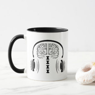 Grey Brain Listing to Music Mug
