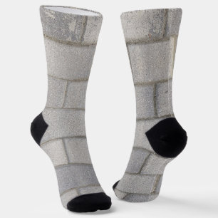 Grey Brick Cement Sidewalk Socks