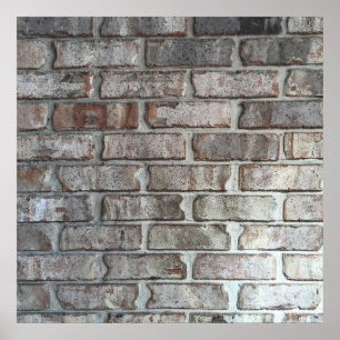 Grey Brick Wall Grunge Bricks Background Texture Poster