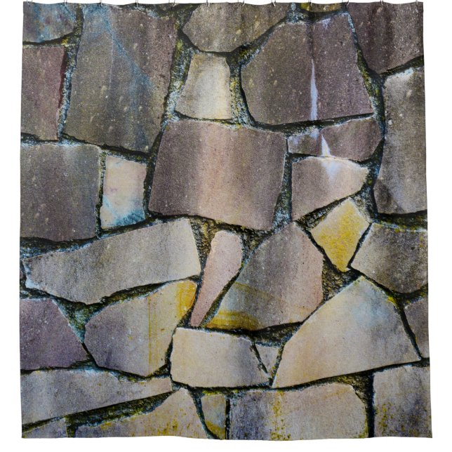 Grey brick wall shower curtain (Front)