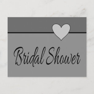 Grey Bridal Shower Heart Invitation Grey & Black