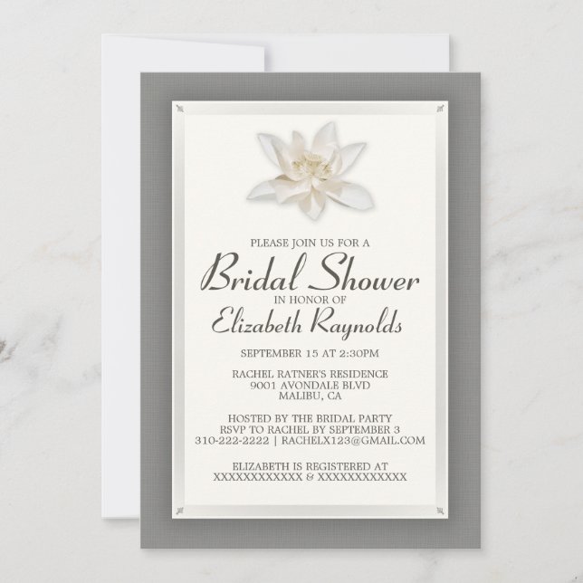 Grey Bridal Shower Invitations (Front)